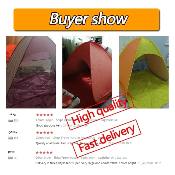 Hot Sale Quick Automatic Beach Tent Outdoor Beach Shade Sun Shelter Tent UPF50+ Portable Beach Canopy For Camping Fishing - 图片 6