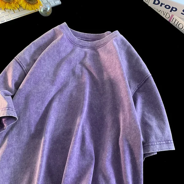 Quality Oversized Acid Washed Y2K T Shirt men Vintage T-shirts Streetwear Mineral Wash Tee Shirts boy Loose Luxury Brand Tops - 图片 3