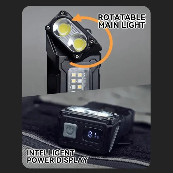 Outdoors Work Light Mini Portable Magnet LED USB Rechargeable Camping Light with Backpack Strap Clip Hiking Tools - 图片 2