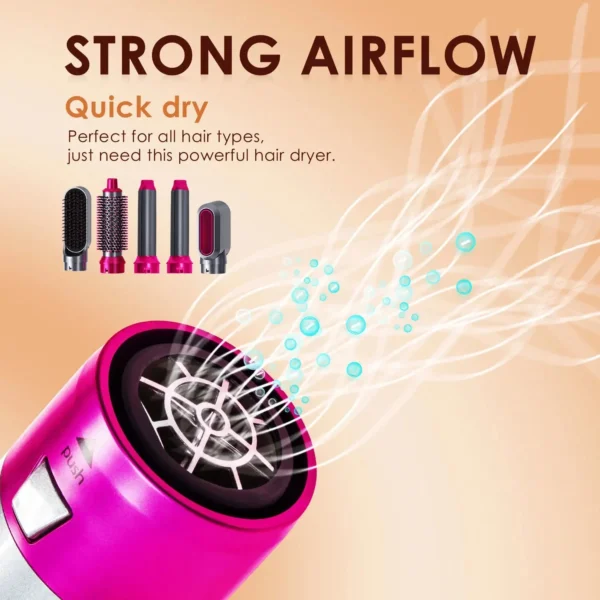 Hair Dryer 5-In-1 Electric Hair Comb Negative Ion Straight Curler Brush Blow Dryer Air Comb Removable Brush Kit Tool - 图片 3