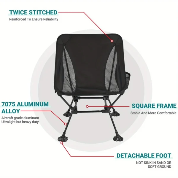 ATEPA Ultralight Camping Chair, Suitable for Backpacking Hiking, Portable Lightweight Folding Camping Chair, Suitable for Adults - 图片 6
