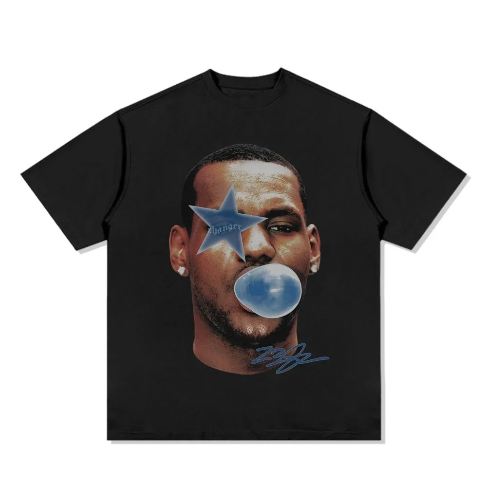 American professional basketball star pattern printed T-shirt trend casual loose 100% cotton round neck short-sleeved T-shirt