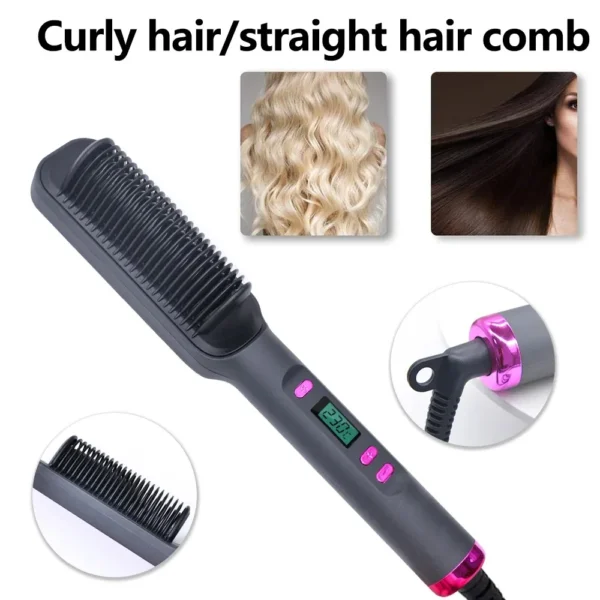 Electric Hot Comb Multifunctional Straight Hair Straightener Comb Negative Ion Anti-Scalding Styling Tool Straightening Brush - 图片 6