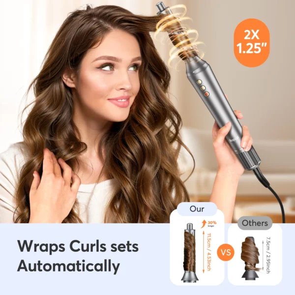 5 in 1 Hair Dryer,Multi Styling Tool,Straightener & 32mm Curling 300 Million Negative Ions Hair Care 1-3 Mins Quick Drying Gifts - 图片 3