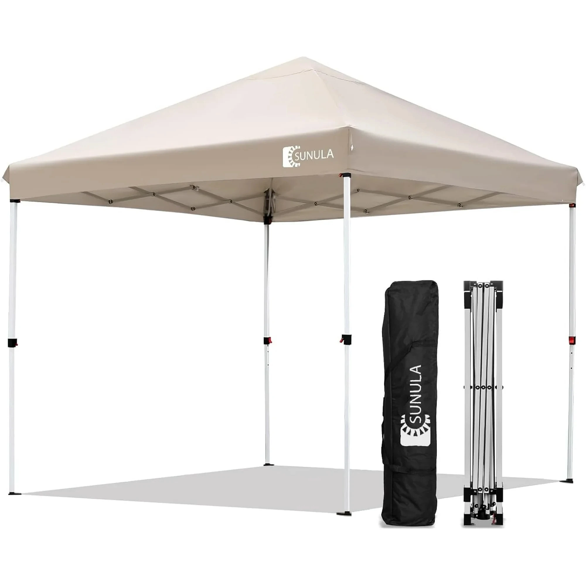 10x10 Pop Up Canopy Tent Instant Gazebo for Outside Camping Portable Outdoor Shading Shelter Easy Setup Beach Tent, Khaki