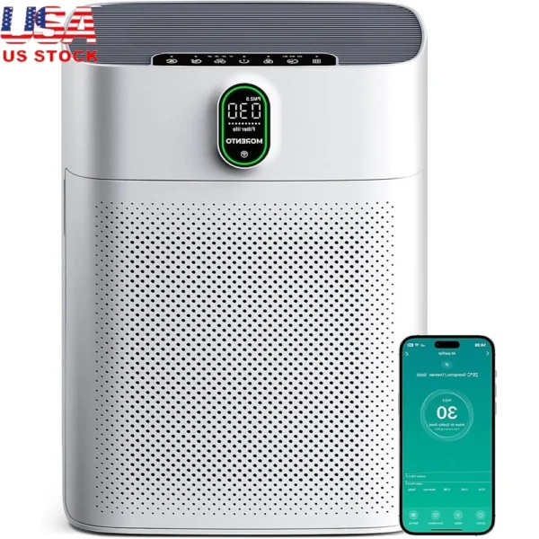 Smart Air Purifier Wi-Fi Alexa Compatible HEPA Filter PM2.5 Display Auto Mode Large Rooms up to 1076 ft² Efficient Air Quality