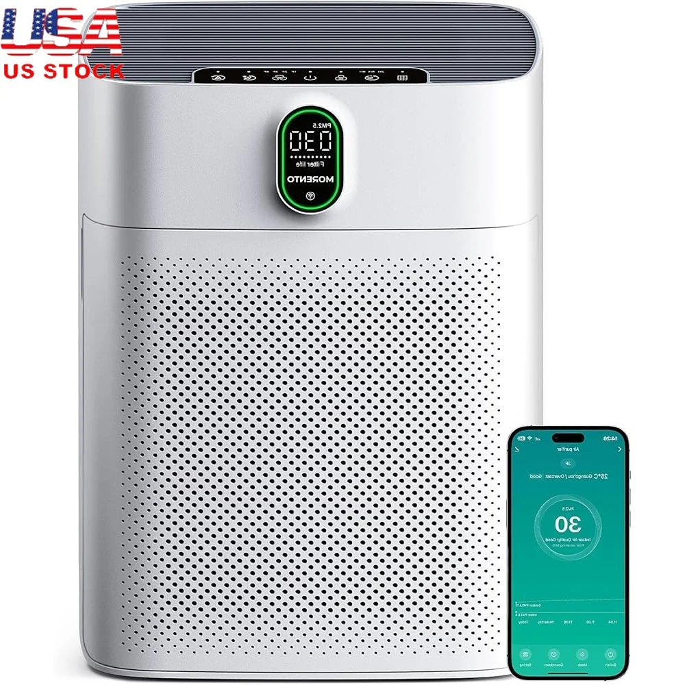 Smart Air Purifier Wi-Fi Alexa Compatible HEPA Filter PM2.5 Display Auto Mode Large Rooms up to 1076 ft² Efficient Air Quality