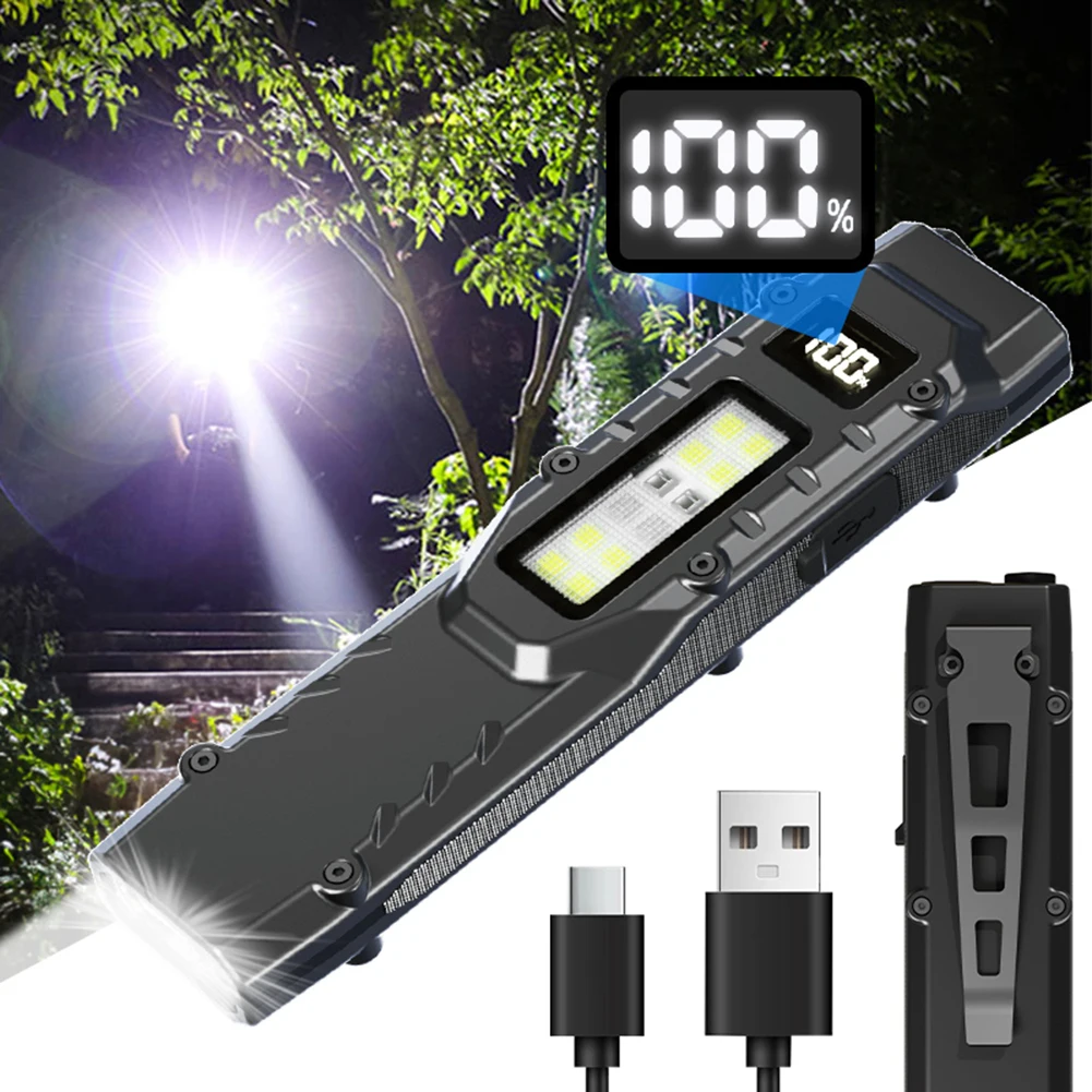 Portable Flashlight with Pen Clip High Performance LED Flashlight 1200LM Mini Camping Light Waterproof for Outdoor Camp Hiking