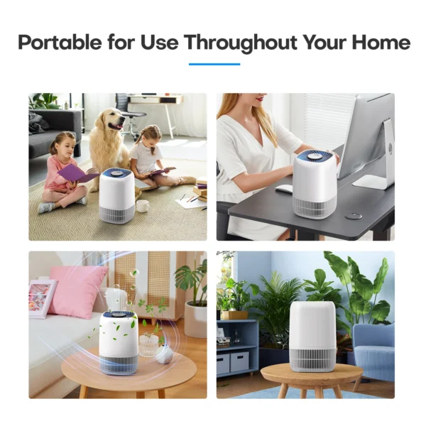 Air Purifiers for Bedroom Home, Air Filter Cleaner with Fragrance Sponge, HEPA Filter for Smoke, Allergies, Pollen, Pet Timer - 图片 3