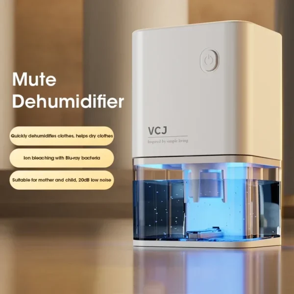 New Silent Dehumidifier 500ml, Air Dryer Moisture Absorber with Deodorizer for Home Office Bedroom Kitchen, EU Plug - 图片 2