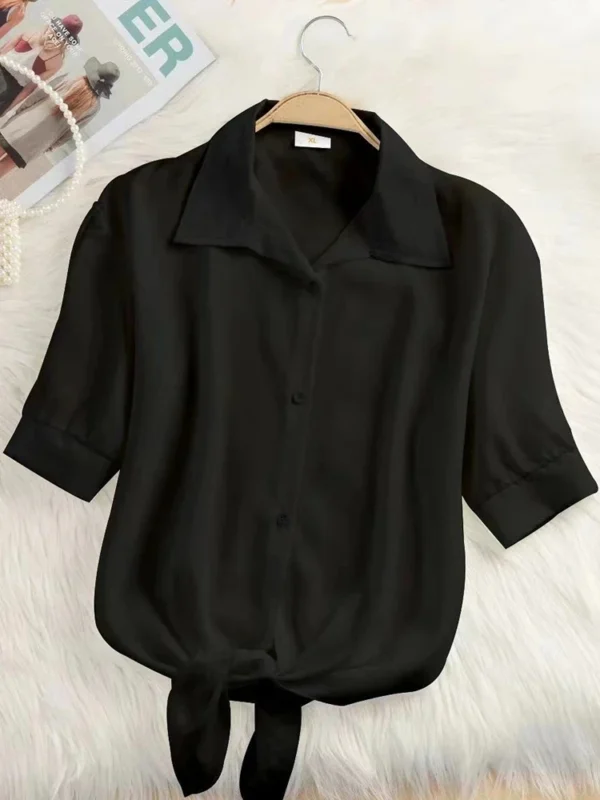 2025 New Womens Tops Fashion Women Summer Chiffon Blouse Short Sleeve Casual Shirt White Ropa Mujer Blusas Feminino - 图片 2