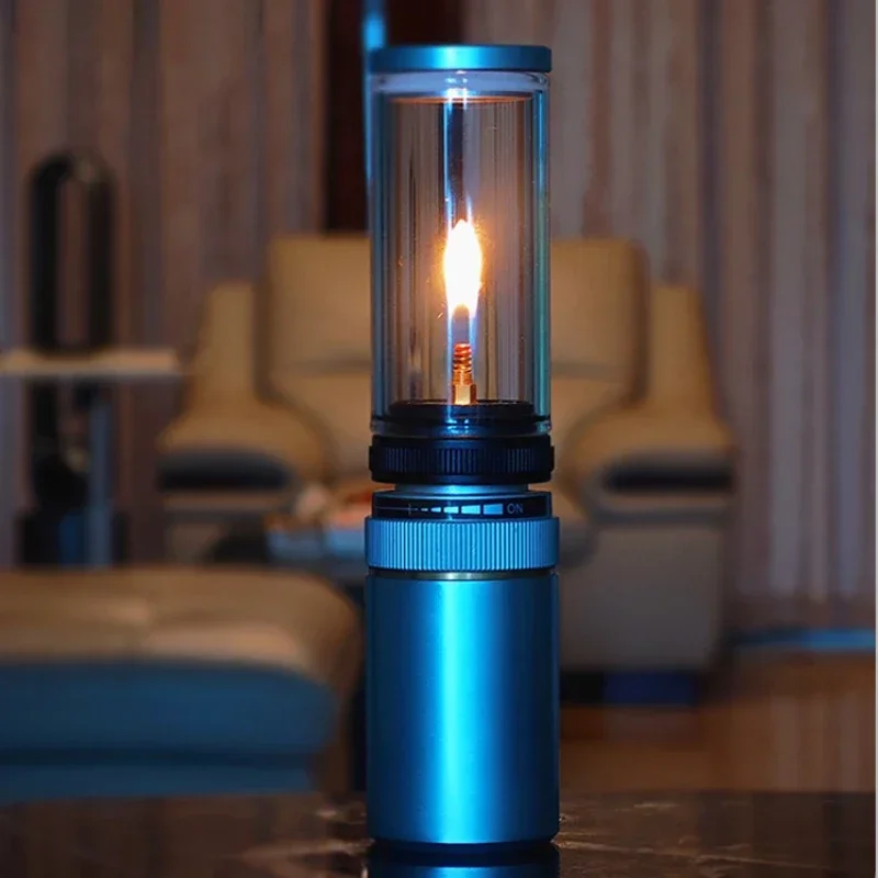 Mini Portable Aluminum Alloy Outdoor Camping Gas Candles Lamp Lantern with Gas Cartridge
