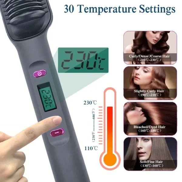 Electric Hot Comb Multifunctional Straight Hair Straightener Comb Negative Ion Anti-Scalding Styling Tool Straightening Brush - 图片 3