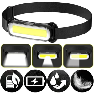USB Rechargeable LED Headlamp Waterproof Flashlight Adjustable Headband Head Light for Outdoor Camping Running Cycling Fishing