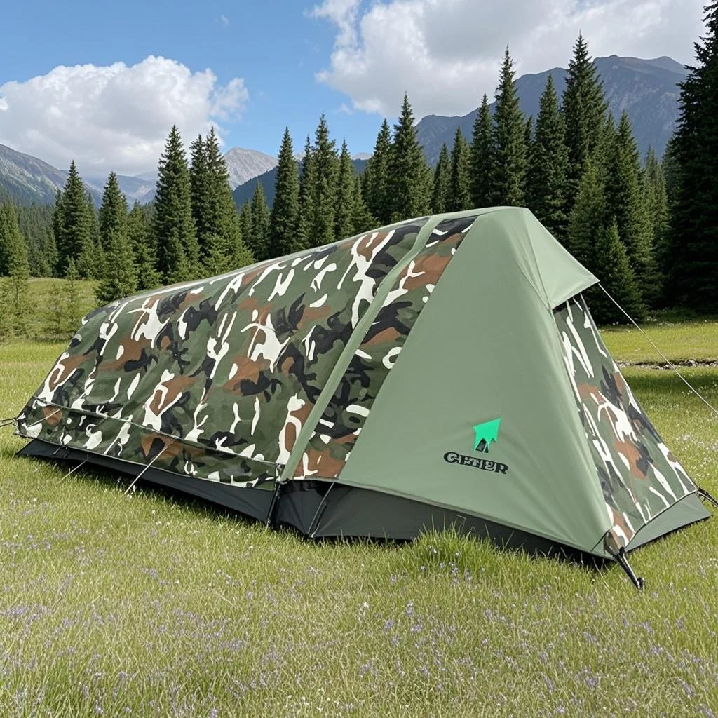 Camping Single Layer One Person Rainproof Pyramid Tent Ultralight Windproof Camouflage Tent