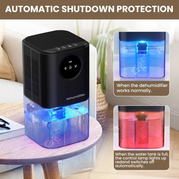 Portable Dehumidifier With 35 Ounces Capacity, Silent Operation, With Romantic Colorful Lights, Timer Switch - 图片 4