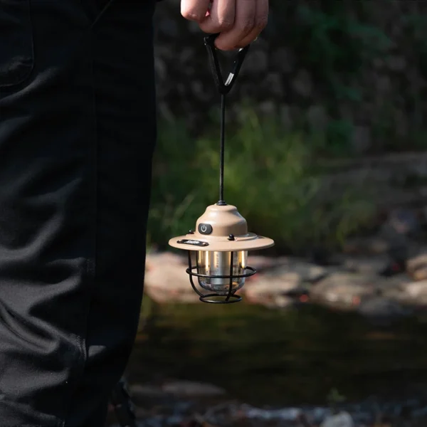 Portable Camping Lanterns Retro Hanging Tent Lamp Waterproof Dimmable Camping Light 1200mAh for Hiking Fishing Emergency Lantern - 图片 6