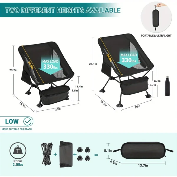 ATEPA Ultralight Camping Chair, Suitable for Backpacking Hiking, Portable Lightweight Folding Camping Chair, Suitable for Adults - 图片 5