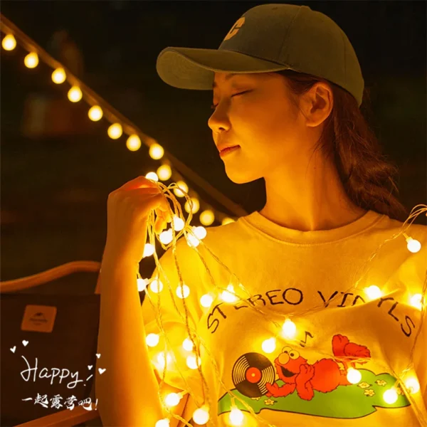 String Lights Camping Lamp Outdoor Crystal Globe Lights Waterproof USB Powered Patio Light for Camping Tent - 图片 3