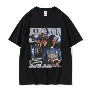 Rapper K-King Von Graphic T Shirt Men's Hip Hop Gothic Fashion Short Sleeve T-shirts Oversized Cotton T-shirt Streetwear 80312