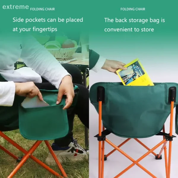 1 Pc Outdoor Folding Chair Moon Chair Picnic Chair Easy Carry Camping Folding Chair Easy To Install Lightweight Stable Chair - 图片 3