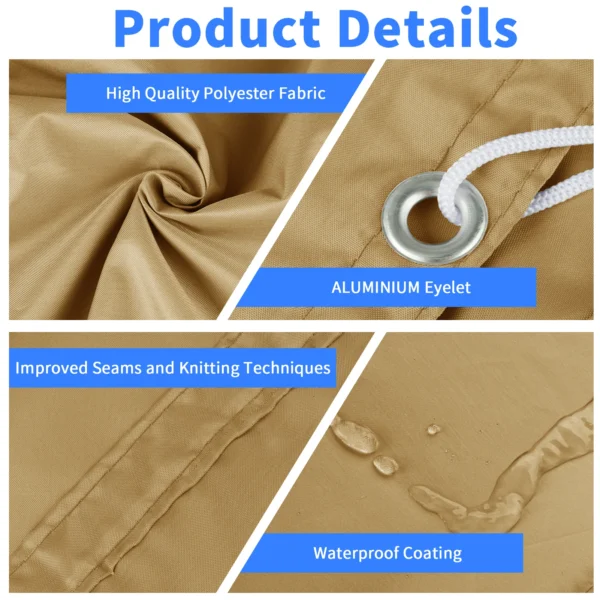 Waterproof Straight Edge Sun Shade Sail with Grommets Large Camping Canopy Awning Patio Outdoor Sunshade Protection Patio Tents - 图片 4