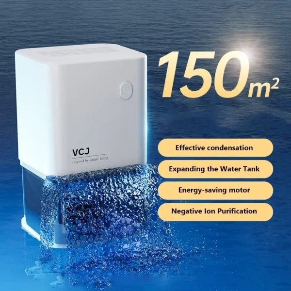 New Silent Dehumidifier 500ml, Air Dryer Moisture Absorber with Deodorizer for Home Office Bedroom Kitchen, EU Plug - 图片 5