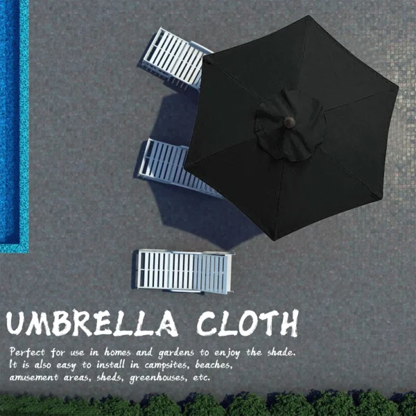 6 Bones Umbrella Replacement Canopy 2m Parasol Cover Waterproof UV Protection Outdoor Garden Beach - 图片 3