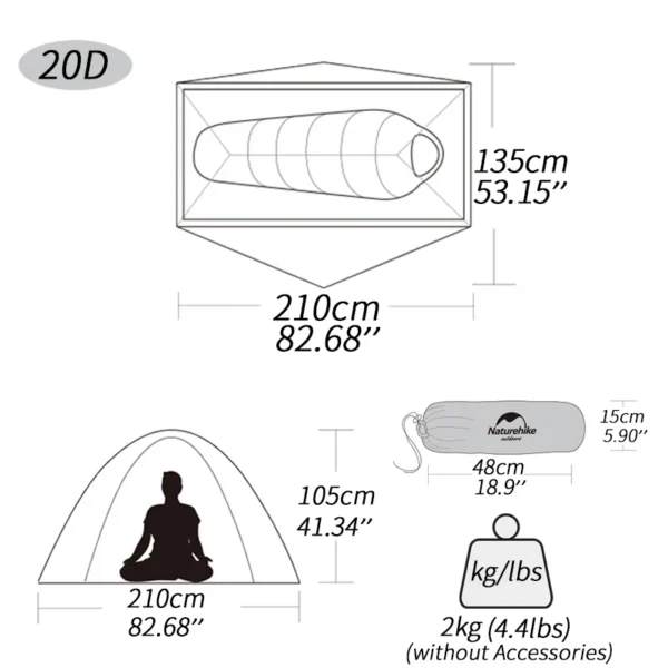 Naturehike Cycling Tent Ultralight 20D Single Person Outdoor Camping Hiking Backpack Sun Shelter Portable Waterproof Tents - 图片 5