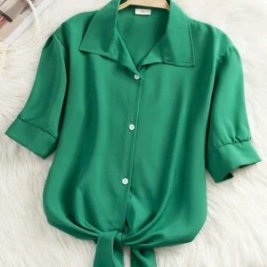 2025 New Womens Tops Fashion Women Summer Chiffon Blouse Short Sleeve Casual Shirt White Ropa Mujer Blusas Feminino