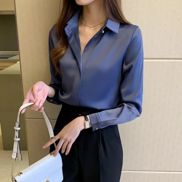 Woman Spring Autumn Style Blouses Shirts Lady Casual Long Sleeve Turn-down Collar Blusas Tops DF4846 - 图片 3