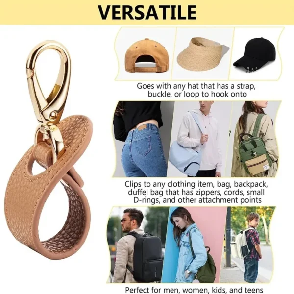 Travel Hat Clip Leather Simple Golf Baseball Hat Clip Summer Hat Strap Towel Glove Storage Wallet Buckle Hands-free Latch Clip - 图片 3