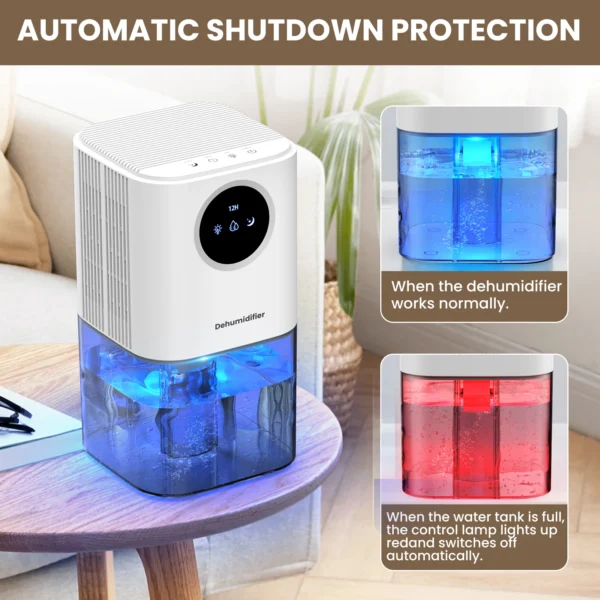 Portable Dehumidifier With 35 Ounces Capacity, Silent Operation, With Romantic Colorful Lights, Timer Switch - 图片 2