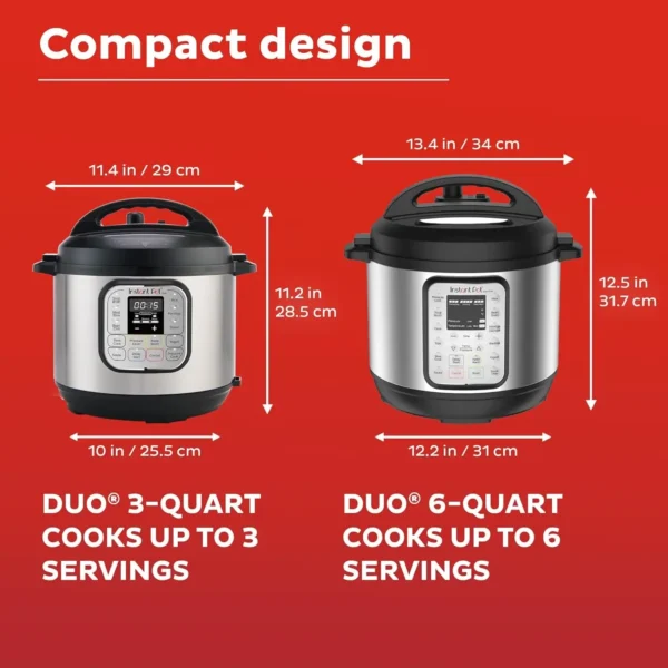 Duo 7-in-1 Mini Electric Pressure Cooker, Slow Rice Cooker, Steamer, Sauté, Yogurt Maker, Warmer & Sterilizer - 图片 2