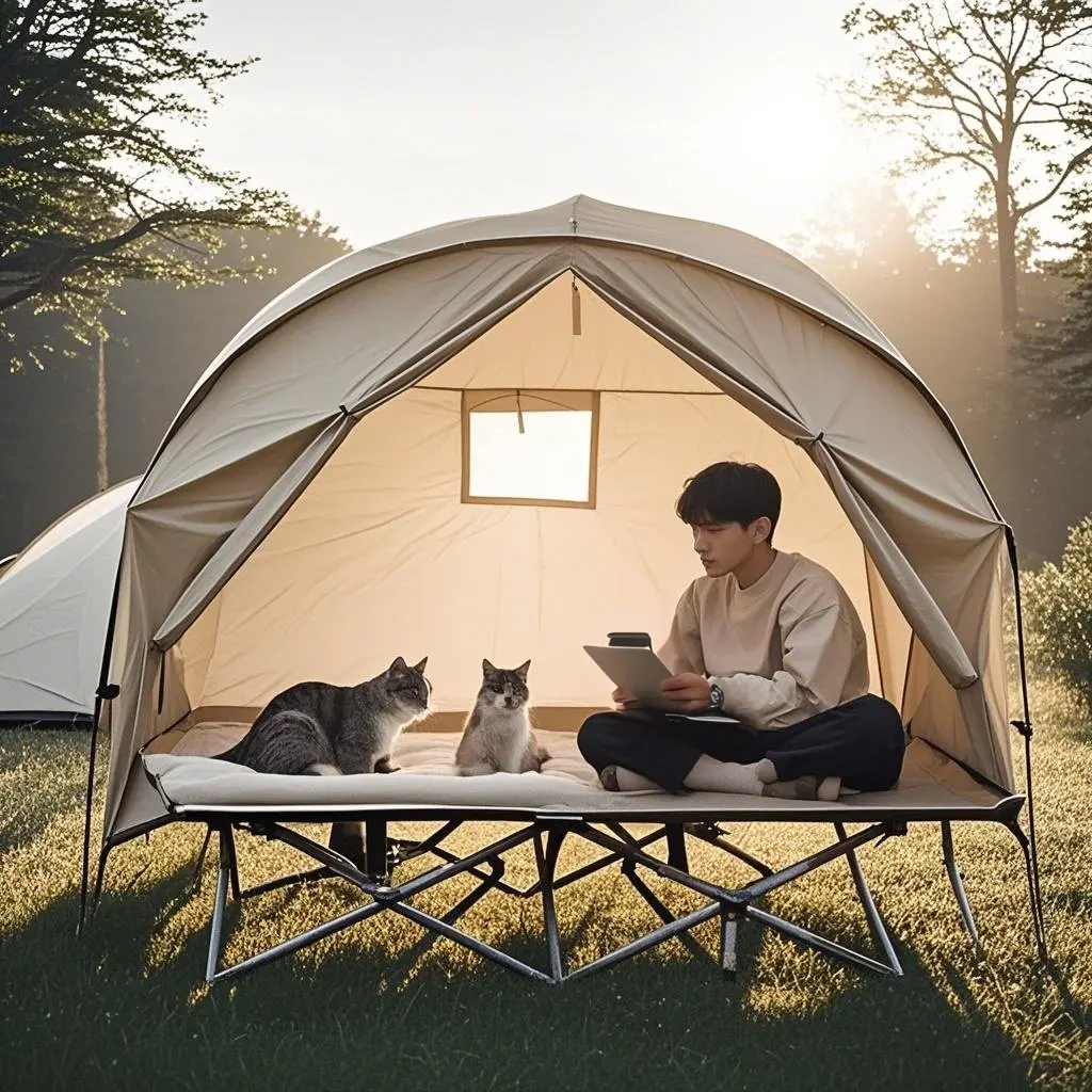 1 Person Outdoor Cot Tent, Portable Camping Bed Tent Folding BC Tent,off Ground Tent,CZX-884 Tent Build on Cot or Use Alone