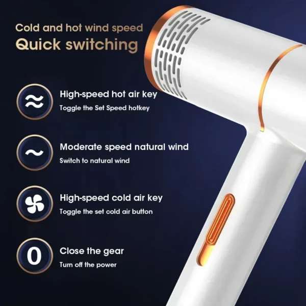 Professional Hair Dryer Strong Wind Salon Dryer Hot Air and Cold Air Wind Negative Ionic Hammer Blower Dry Electric Hair Dryer - 图片 4
