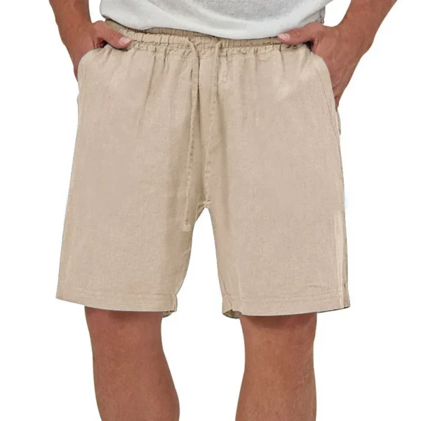 Mens Cotton Linen Shorts Casual Loose Fit Hawaiian Beach Style Short Pants Summer Breathable Lightweight Shorts Cozy Streetwear - 图片 2