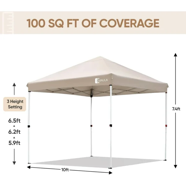 10x10 Pop Up Canopy Tent Instant Gazebo for Outside Camping Portable Outdoor Shading Shelter Easy Setup Beach Tent, Khaki - 图片 6