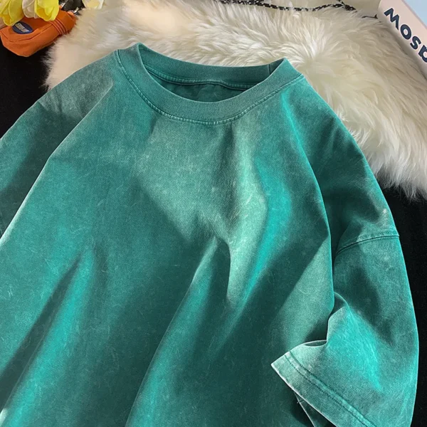 Quality Oversized Acid Washed Y2K T Shirt men Vintage T-shirts Streetwear Mineral Wash Tee Shirts boy Loose Luxury Brand Tops - 图片 5