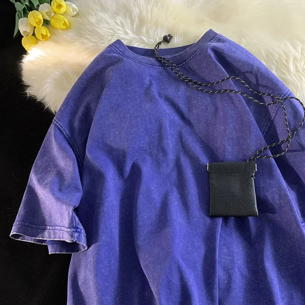 Quality Oversized Acid Washed Y2K T Shirt men Vintage T-shirts Streetwear Mineral Wash Tee Shirts boy Loose Luxury Brand Tops - 图片 2