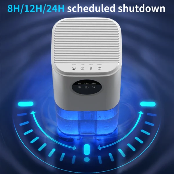 Portable Dehumidifier With 35 Ounces Capacity, Silent Operation, With Romantic Colorful Lights, Timer Switch - 图片 3