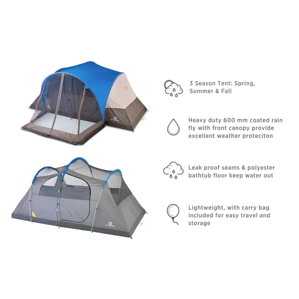 Dome Tent For Camping With Carry Bag And Rainfly, Easy Set Up & Water Resistant, 3 Season - 图片 4