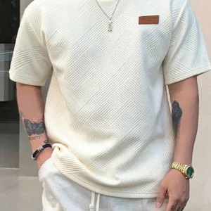 Men's Simple & Stylish Casual Jacquard Round-Neck T-Shirt