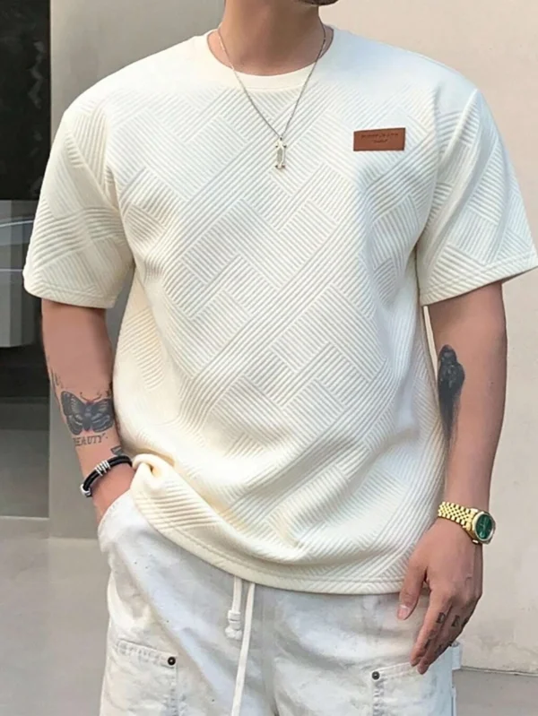 Men's Simple & Stylish Casual Jacquard Round-Neck T-Shirt