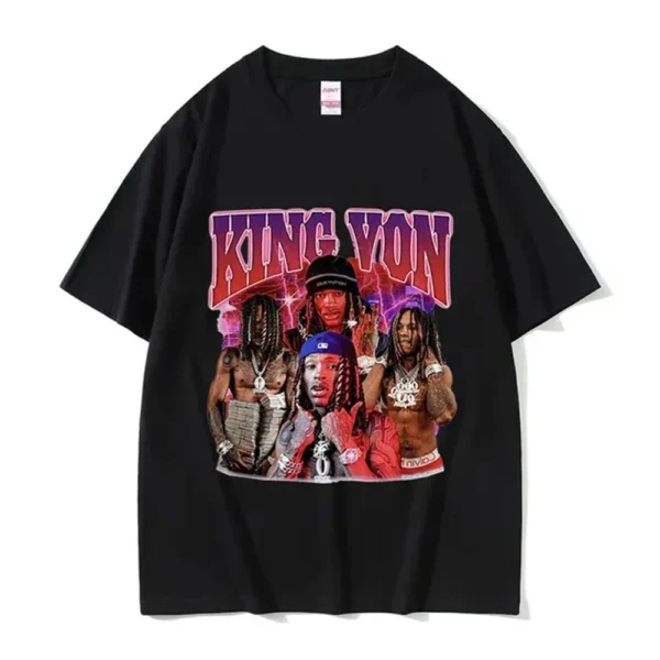 Rapper K-King Von Graphic T Shirt Men's Hip Hop Gothic Fashion Short Sleeve T-shirts Oversized Cotton T-shirt Streetwear 80312 - 图片 6
