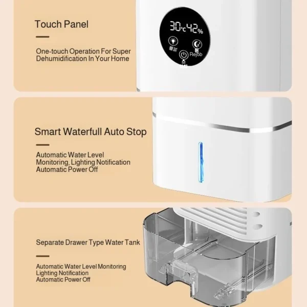 Dehumidifier Household Dehumidification Bedroom Air Dehumidifier Moisture Absorption and Dehumidification Indoor Dry Room Defros - 图片 5