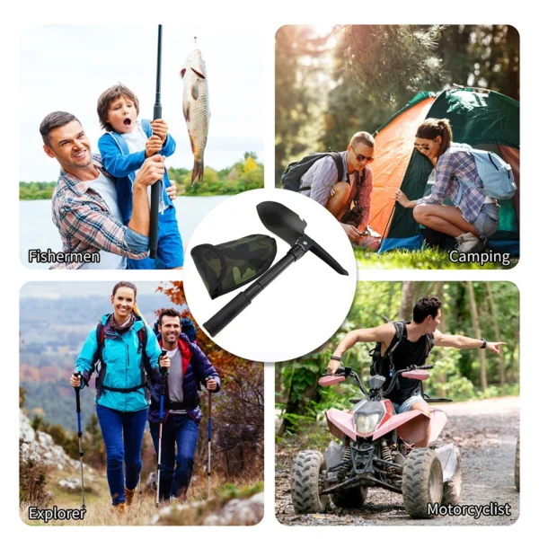 Foldable Portable Truck Mounted Engineer Shovel Camping Tent Outdoor Shovel Self-defense Survival Tool Compass Storage Bag - 图片 3