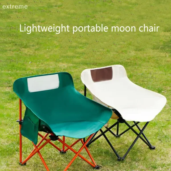 1 Pc Outdoor Folding Chair Moon Chair Picnic Chair Easy Carry Camping Folding Chair Easy To Install Lightweight Stable Chair - 图片 5