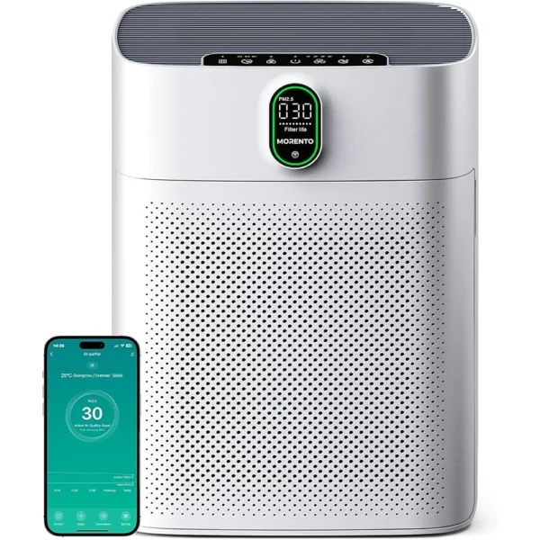 Smart Air Purifier Wi-Fi Alexa Compatible HEPA Filter PM2.5 Display Auto Mode Large Rooms up to 1076 ft² Efficient Air Quality - 图片 2