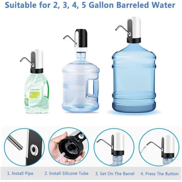 Usb Charge Portable Water Dispenser Electric Pump For 5 Gallon Bottle With Extension Hose Barreled Tools - 图片 4